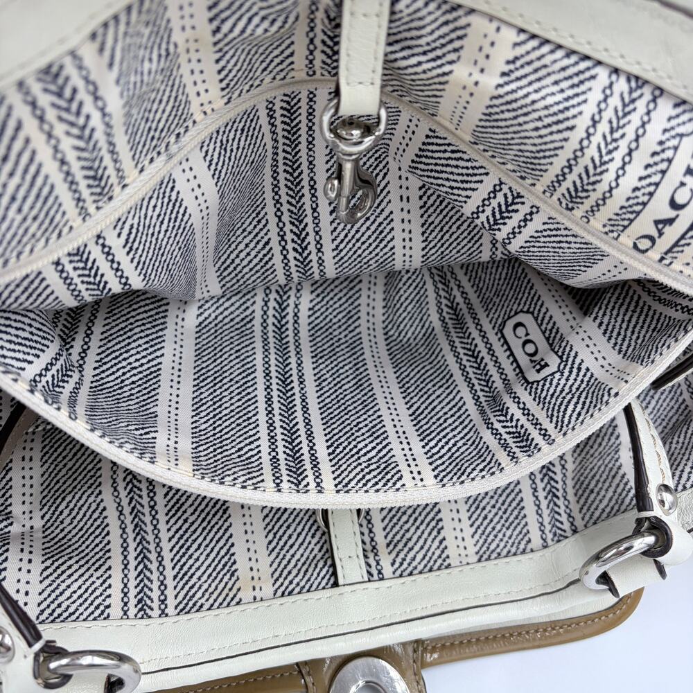 Coach Legacy Woven Raffia Straw Tote White Leather Trim Shoulder Bag Large - Picture 7 of 11